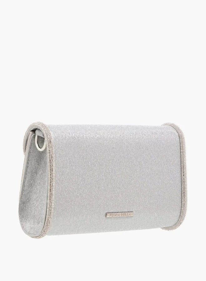 Flora Bella By Shoexpress Women Embellished Crossbody Bag with Detachable Chain Strap and Flap Closure