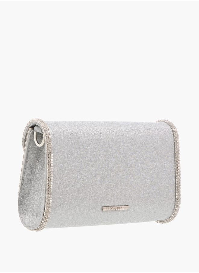 Flora Bella By Shoexpress Women Embellished Crossbody Bag with Detachable Chain Strap and Flap Closure  - Image 3