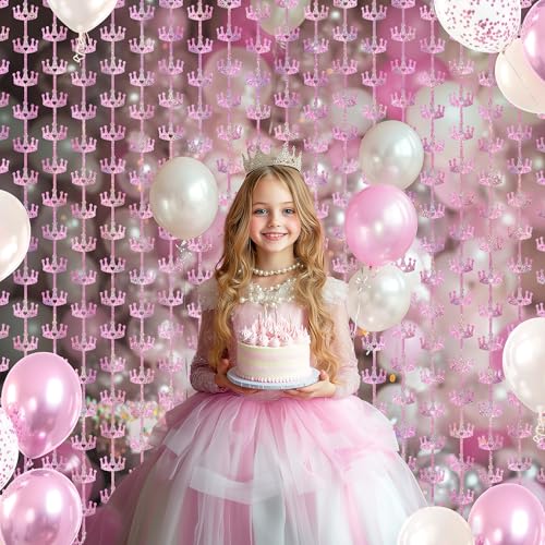 Watch Me Fly 2 Pack 3.3x6.6ft Pink Crown Foil Fringe Curtains - Glitter Sparkling Tinsel Backdrop for Princess Party Decorations, Tiara Birthday Party, Bachelorette Ball, Graduation Celebrations, Holiday Décor - Image 5