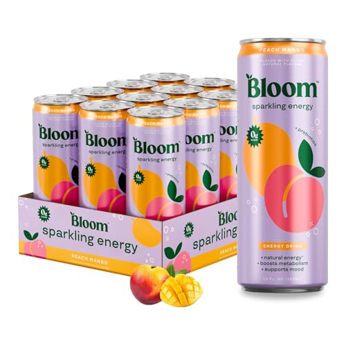 Bloom Nutrition Sparkling Energy Drink - Natural Caffeine, Zero Sugar, 180mg Caffeine - Antioxidant-Rich w/Green Coffee Bean, Green Tea Extract, Prebiotics - 12oz 12 pk - Image 1