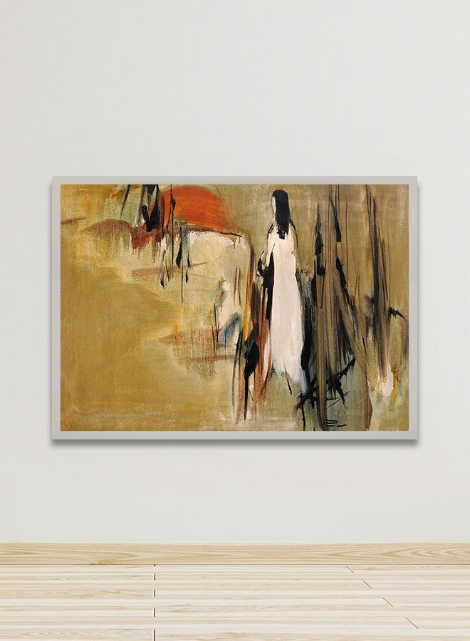 ماركتنا لوحة جدارية قماشية فنية لتزيين الحائط بتصميم تجريدي مع برواز فضي مجوف مقاس 120x80سم قطعة واحدة - Image 1