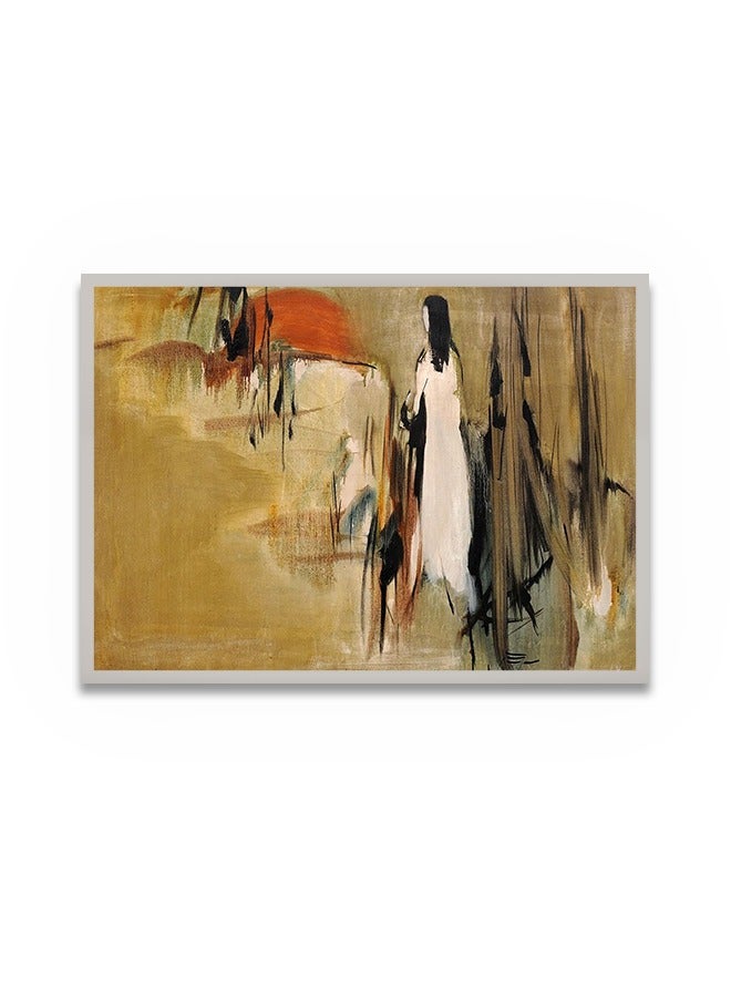 ماركتنا لوحة جدارية قماشية فنية لتزيين الحائط بتصميم تجريدي مع برواز فضي مجوف مقاس 120x80سم قطعة واحدة - Image 2