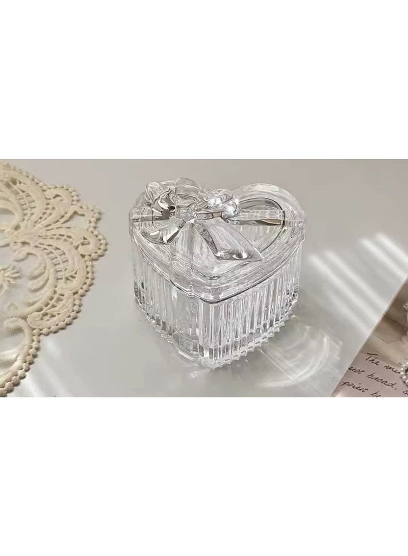 سكرية زجاج صغيرة - سكرية زجاج أنيقة بشكل مذهل مع غطاء على شكل قلب - Image 1