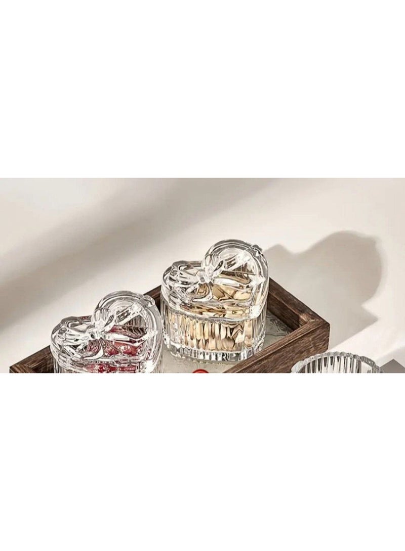 سكرية زجاج صغيرة - سكرية زجاج أنيقة بشكل مذهل مع غطاء على شكل قلب - Image 2