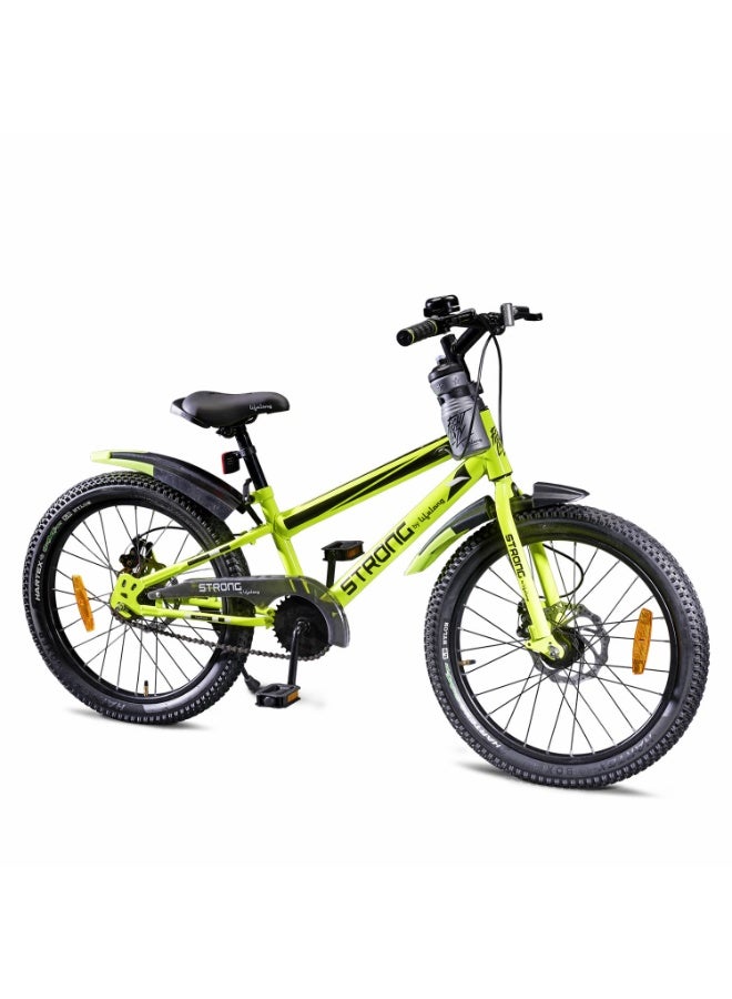 Lifelong Strong 20T SS Kids' Cycle for Ages 5-9|20" Inches Steel Frame,Dual Disc Brakes|Adjustable Saddle|Chain Cover|Steel Rim with Black ED Spokes|Mudguards|Water Bottle with Holder|Multi Speed Gear - Image 1