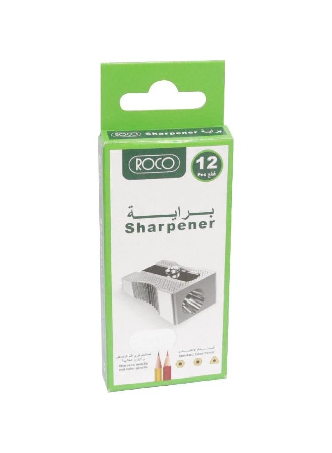 ROCO Pack of 12 Pocket Sharpeners (1 Hole-Silver) - Image 1