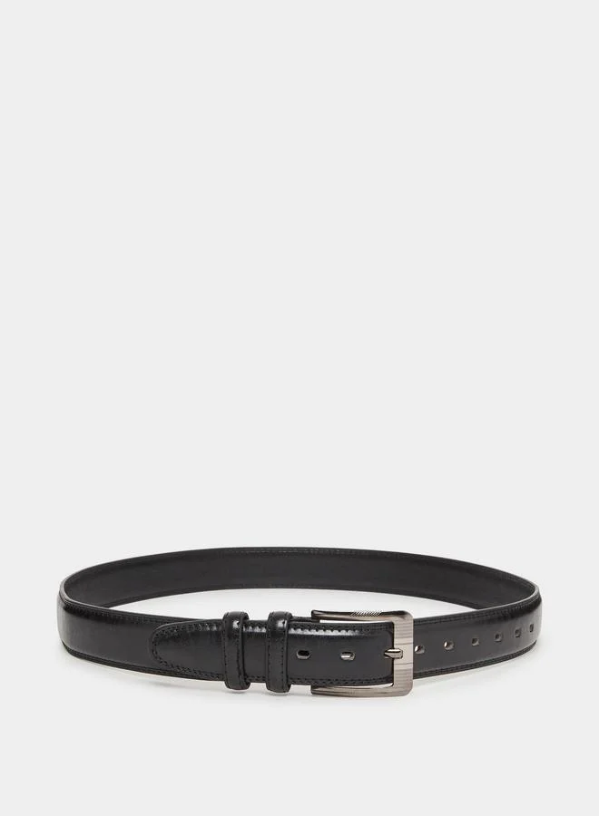 Styli Black Faux Leather Square Buckle Belt