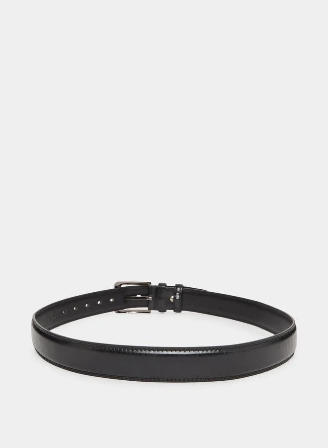 Styli  Black Faux Leather Square Buckle Belt for Men | Best Price UAE