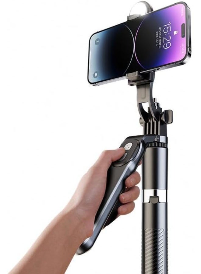 3-in-1 Tripod Selfie Stick with Wireless Remote and LED Light – Extendable up to 1.7 meters for Smartphones