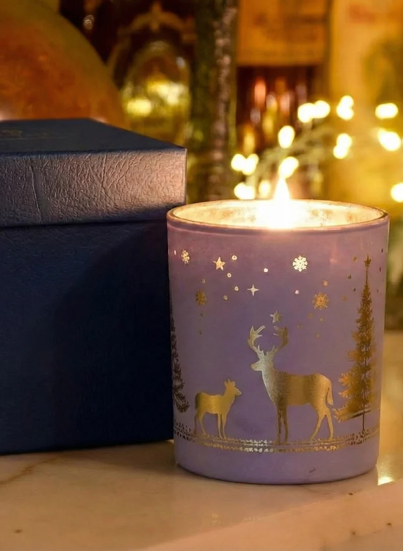 Tohfa Luxe Tohfa Luxe Silver Frost Festive Soy Candle in Gift Box – Pure Soy Wax Winter Candle with Reindeer & Snowflake Design (360ml) | Hand-Poured Fully Festive Décor & Ready-to-Gift Luxury Present