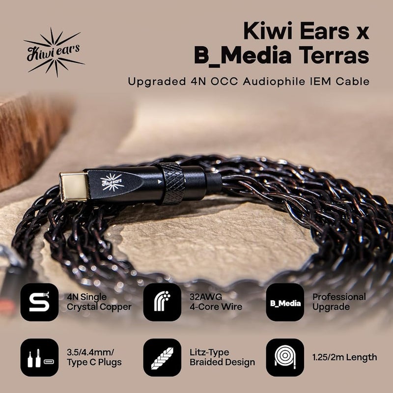 Linsoul Kiwi Ears x B_Media Terras Modular IEM Cable, 3.5/4.4/USB Type-C - Image 2