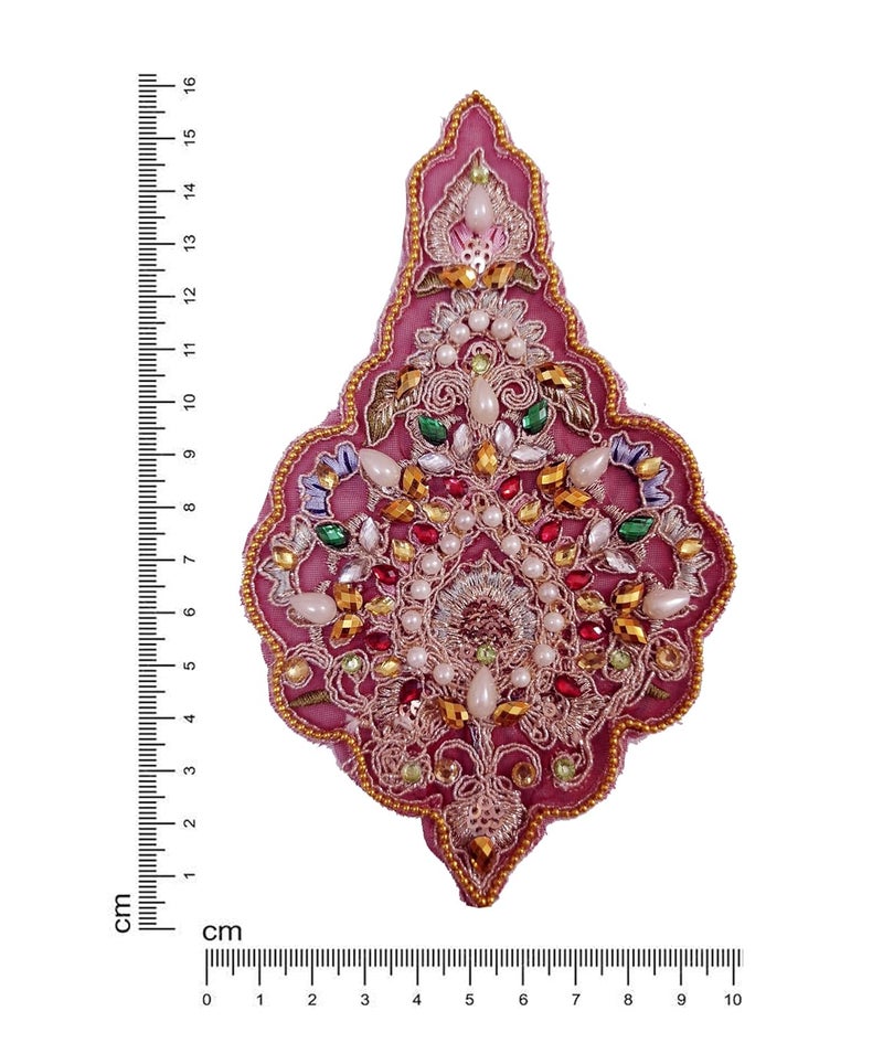 Little Shoppe Embroidered Floral Sewing Patch for Making Sarees LehengaBaby Frocks KurtisDressesClothesTops and Tunics Blouse Saree Jacket Jeans Art and Craft Supply Size16cm 10mPack of 3 3  - Image 2