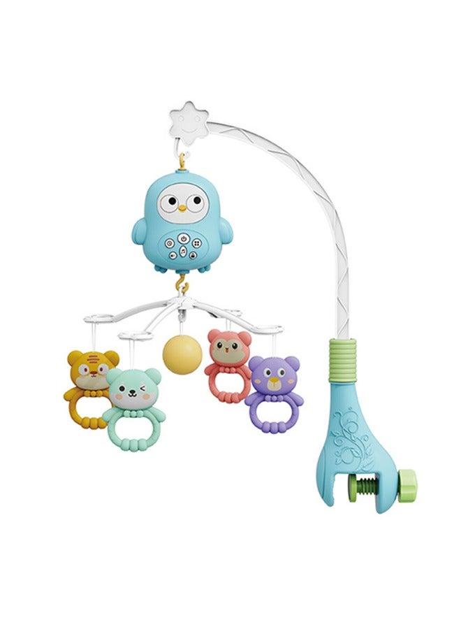 HaveDream Baby Electric Rotating Bedside Bell Toy, 0-1 Year Old Baby Soothing Music Rattle, Owl Light Music Bed Bell - Blue - Image 1