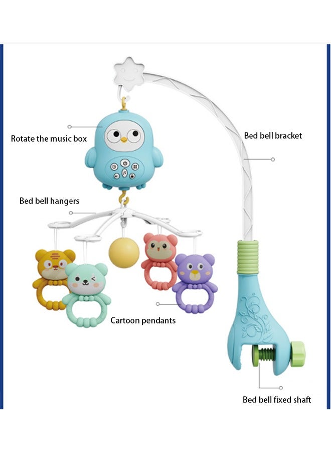 HaveDream Baby Electric Rotating Bedside Bell Toy, 0-1 Year Old Baby Soothing Music Rattle, Owl Light Music Bed Bell - Blue - Image 2