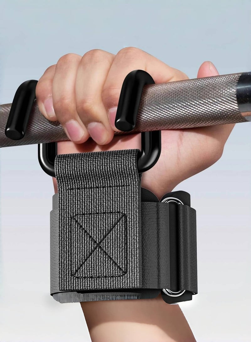 CHU DAI 2PCS Weight Lifting Training Grips Straps, Hooks Grips With Wrist Wraps, Bodybuilding, Strength Training and Deadlifts (Black Hooks) - Image 1
