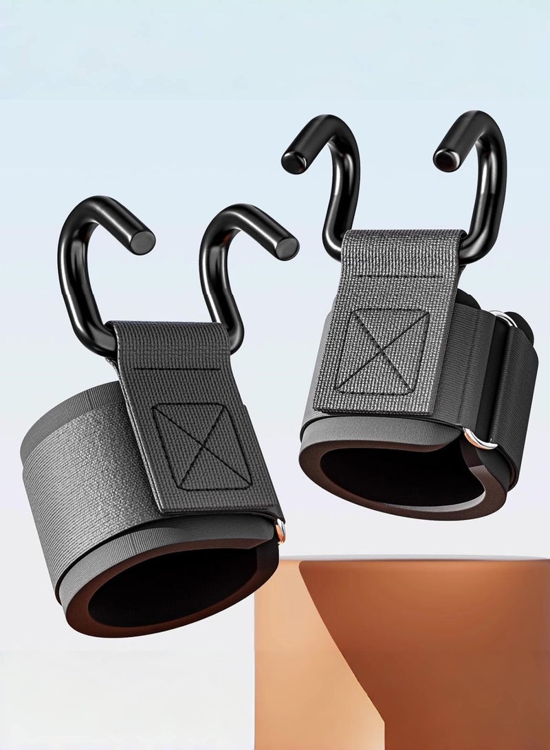 CHU DAI 2PCS Weight Lifting Training Grips Straps, Hooks Grips With Wrist Wraps, Bodybuilding, Strength Training and Deadlifts (Black Hooks) - Image 2