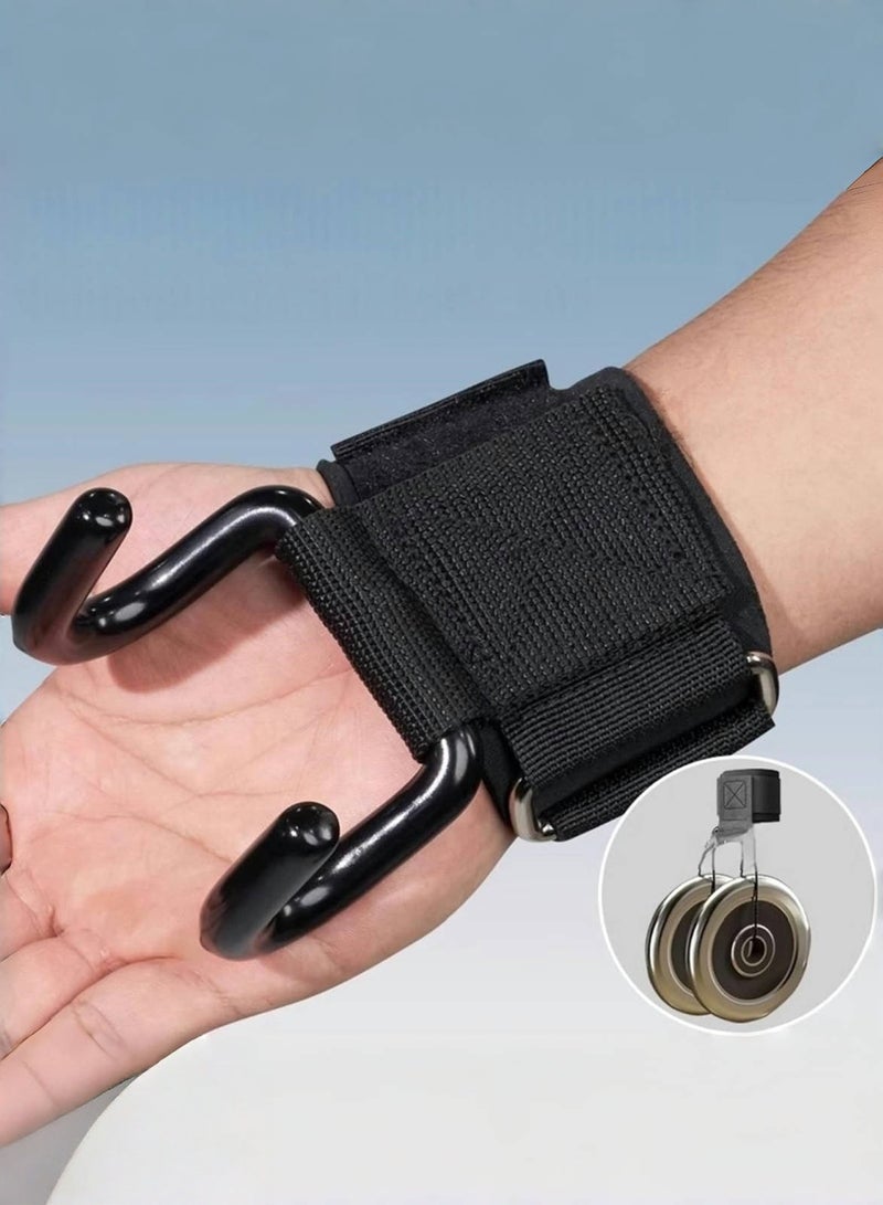 CHU DAI 2PCS Weight Lifting Training Grips Straps, Hooks Grips With Wrist Wraps, Bodybuilding, Strength Training and Deadlifts (Black Hooks) - Image 3