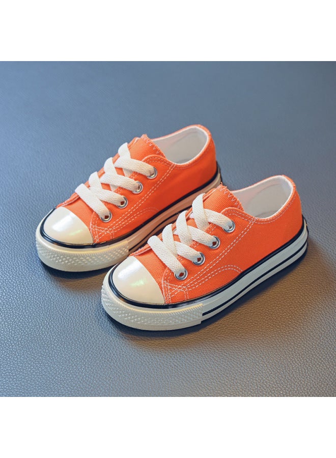 Children's Canvas Shoes Spring And Autumn Korean Style Low-top Lace-up Board Shoes Boys And Girls Baby White Shoes Casual Cloth Shoes