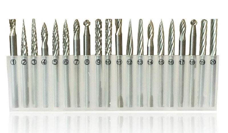 DIY Crafts DIY Crafts 20pcs 3mm Shank Tungsten Steel Solid Carbide Rotary Files Diamond Burrs Set Fits Dremel Tool for Woodworking Drilling Carving Engraving  - Image 1