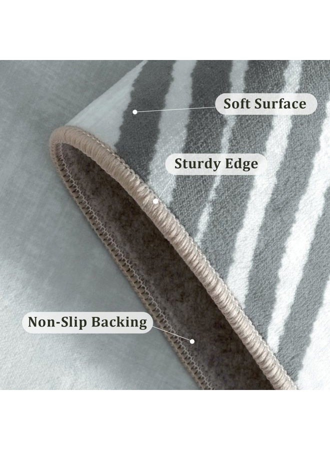 YIHOUSE Grey Rug for Living Room, 6×9 Modern Abstract Area Rug, Geometric Contemporary Wave Striped Rugs for Playroom Nursery, Washable Nonslip Large Rug for Bedroom Dining Room - Image 4