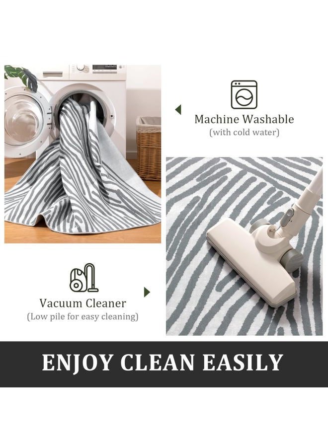 YIHOUSE Grey Rug for Living Room, 6×9 Modern Abstract Area Rug, Geometric Contemporary Wave Striped Rugs for Playroom Nursery, Washable Nonslip Large Rug for Bedroom Dining Room - Image 5