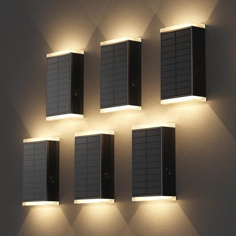 UGDLUCK Solar Wall Light Outdoor , 3000/4000/6000K 3 Modes Dusk to Dawn Lighting Wall Sconce IP67 Waterproof Up and Down Solar Lights Outdoor Front Door Light for House, Garage, Porch, Doorway,Fence (6PACK) - Image 1