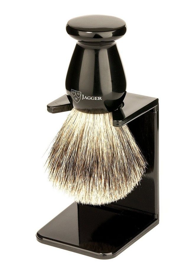 Edwin Jagger Best Badger Shaving Brush With Drip Stand Imitation Ebony Medium Black - Image 2