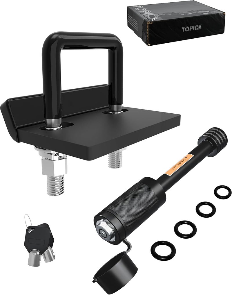 Topick Hitch Tightener & Trailer Hitch Pin Lock Set for 2" Hitches, Anti-Rattle Clamp & Secure Hitch Pin Lock Combo, Locking Receiver Hitch Pin, Trailer Hitch Accessories - Image 1
