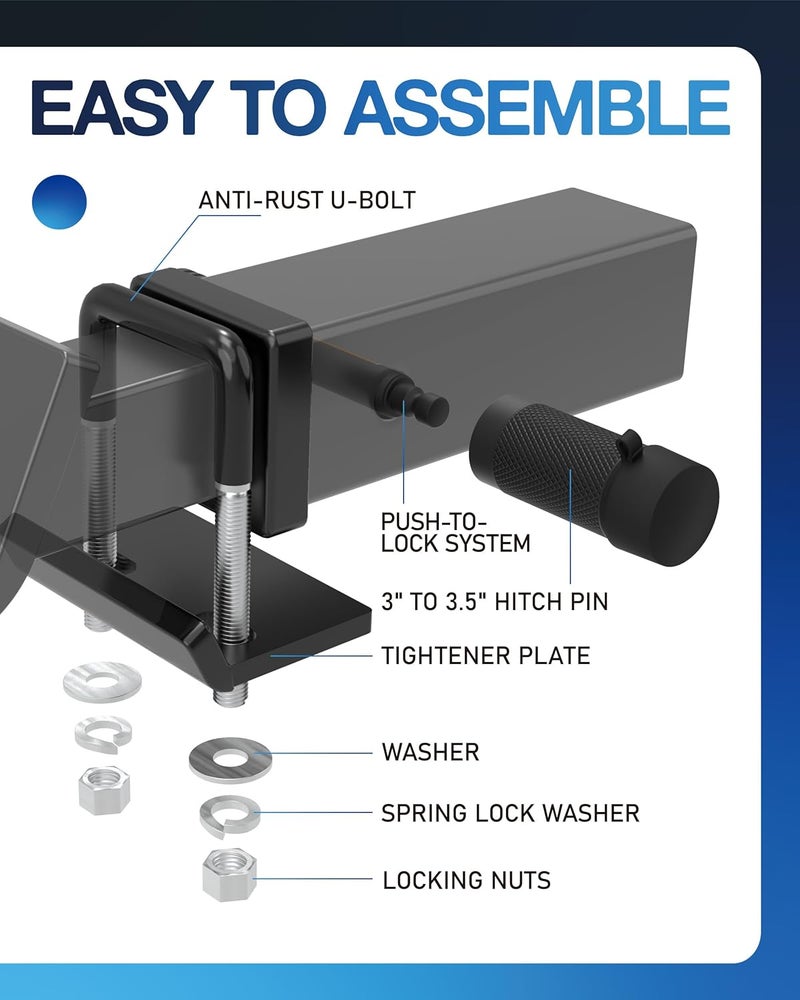 Topick Hitch Tightener & Trailer Hitch Pin Lock Set for 2" Hitches, Anti-Rattle Clamp & Secure Hitch Pin Lock Combo, Locking Receiver Hitch Pin, Trailer Hitch Accessories - Image 5