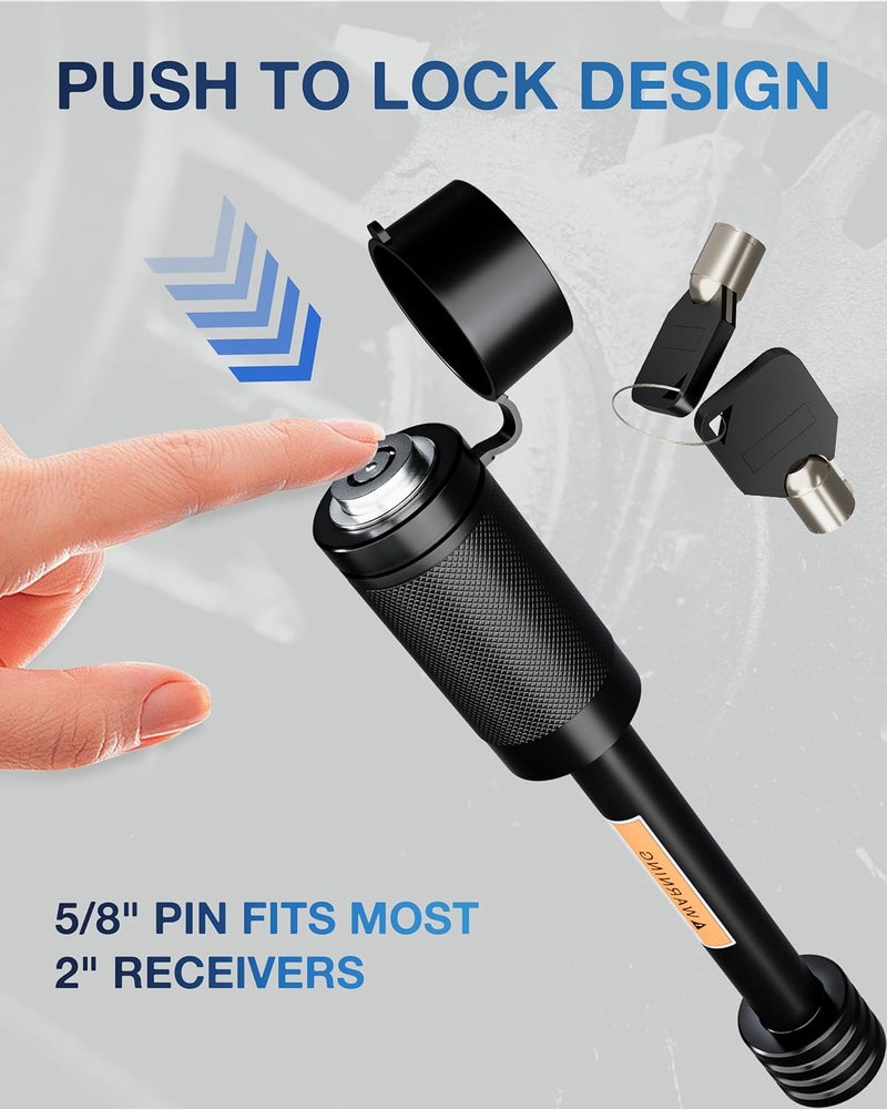 Topick Hitch Tightener & Trailer Hitch Pin Lock Set for 2" Hitches, Anti-Rattle Clamp & Secure Hitch Pin Lock Combo, Locking Receiver Hitch Pin, Trailer Hitch Accessories - Image 4