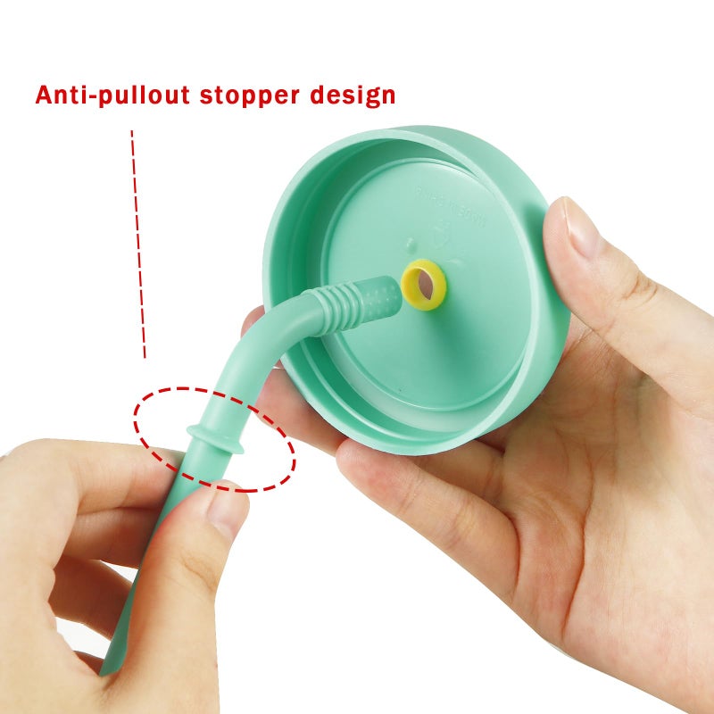 PandaEar أكواب زجاجية للأطفال والرضع من باندا إير، مجموعة 4 أكواب زجاجية من جرة ميسون سعة 8.45 أونصة مع أكمام سيليكون وشفاطات، أكواب سموذي ووجبات خفيفة مقاومة للتسرب للرضع - Image 4