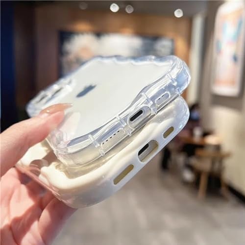 KC Back Cover for Samsung Galaxy A35 5G Curly Wave Frame Shape Shockproof Bumper Soft Silicone Case with Camera Protection (Transparent) - Image 3