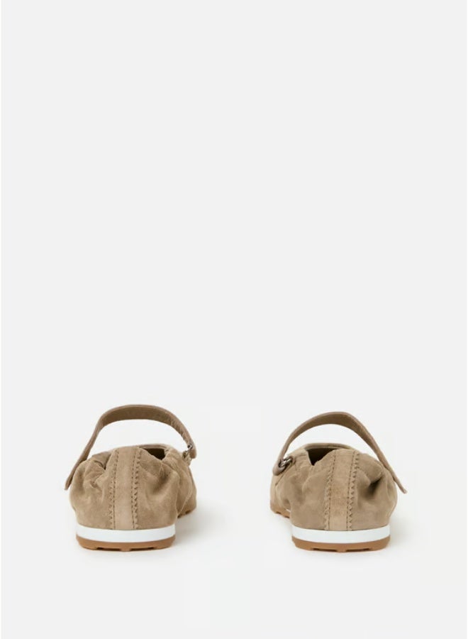 Miu Miu Calf leather Suede Ballerina Sneakers-Brown - Image 3