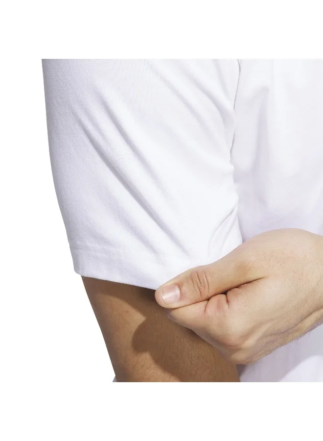 اديداس تي شيرت رجالي أبيض برسومات مبتكرة بأكمام قصيرة