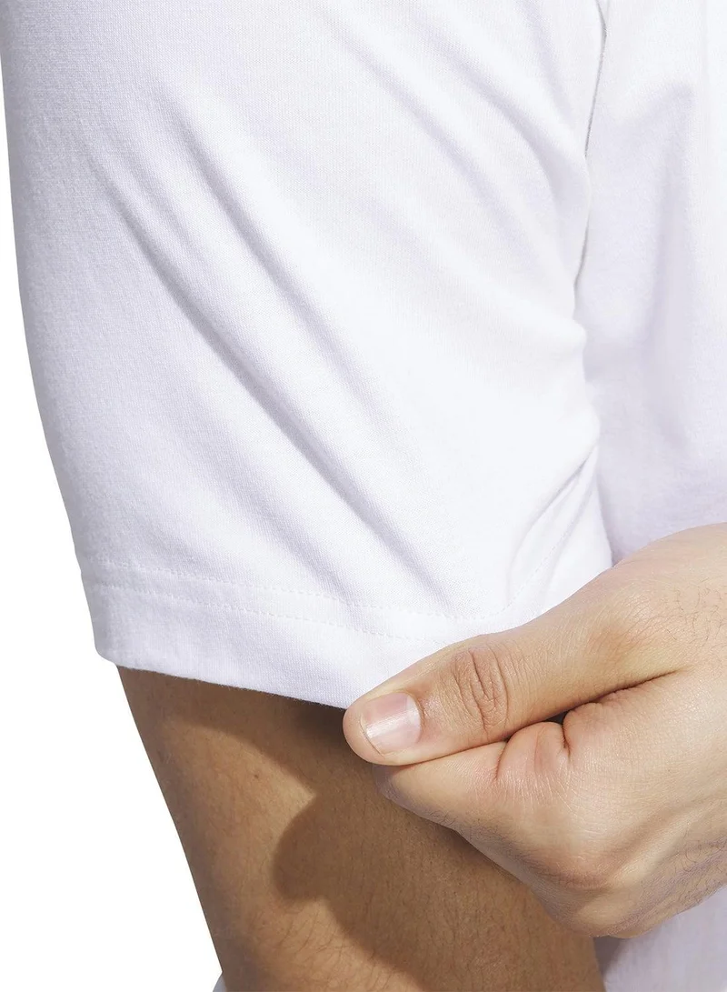 اديداس تي شيرت رجالي أبيض برسومات مبتكرة بأكمام قصيرة