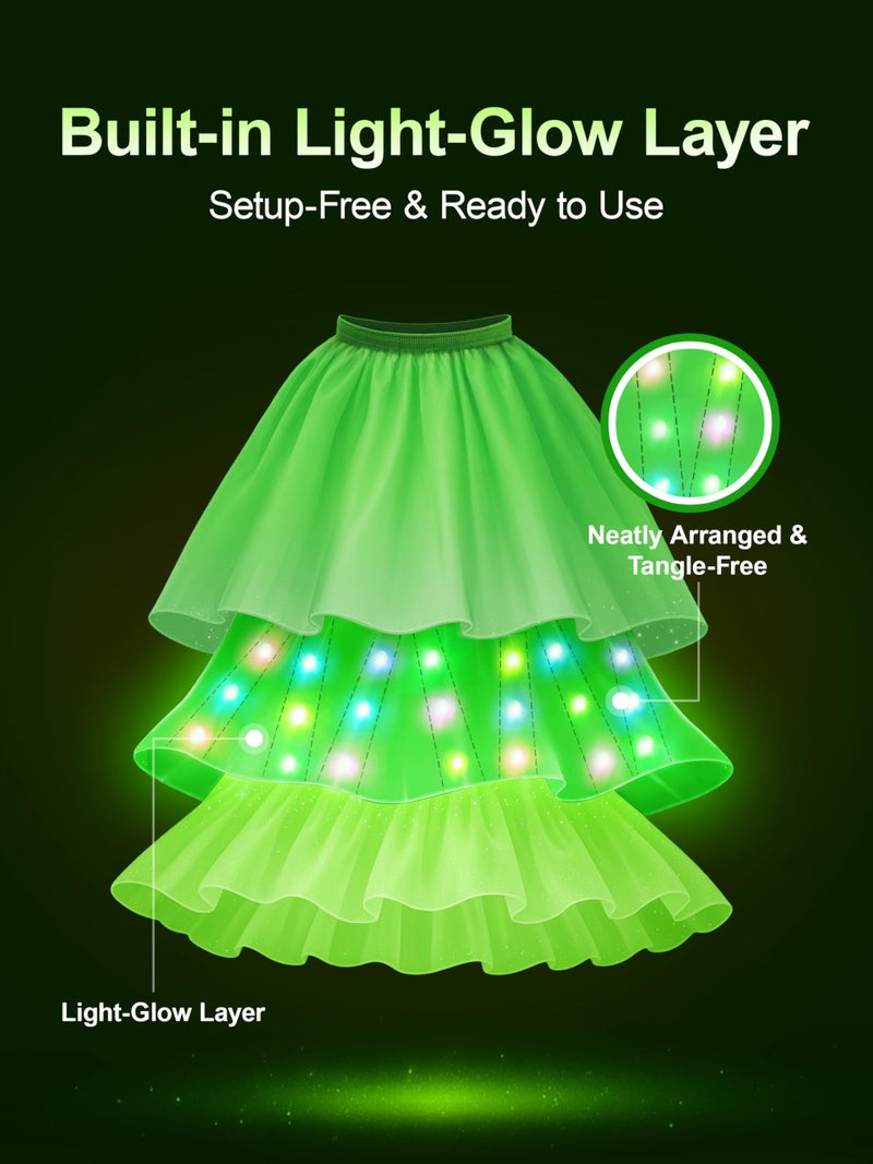 UPORPOR Princess Dresses for Girls, Lights RGB Music Sync Halloween Costume with App Control Remote, Cosplay Dress Up Clothes for Girls with Wing & Accessories Green Fairy Dress Princess Ball Gown Kids - Image 4