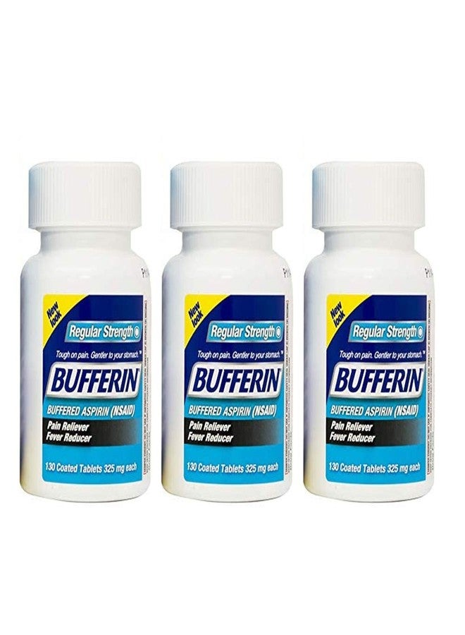 Bufferin Buffered Aspirin (NSAID) Coated Tablets Pain Reliever/Fever Reducer 130 ea (Pack of 3) - Image 1
