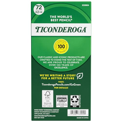 Ticonderoga أقلام تيكونديروجا الخشبية، غير مشحذة، 2 HB ناعمة، صفراء، 72 عدداً - Image 2