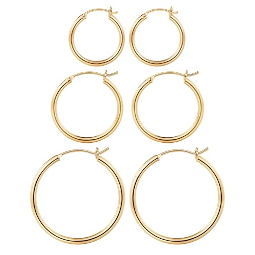 M MOOHAM Hoop Earrings for Women - 14k-Gold-Plated Sterling silver-plated Post Hypoallergenic Hoops Earrings Pack Set for Women Trendy Jewelry - Image 1
