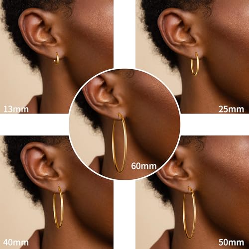M MOOHAM Hoop Earrings for Women - 14k-Gold-Plated Sterling silver-plated Post Hypoallergenic Hoops Earrings Pack Set for Women Trendy Jewelry - Image 4
