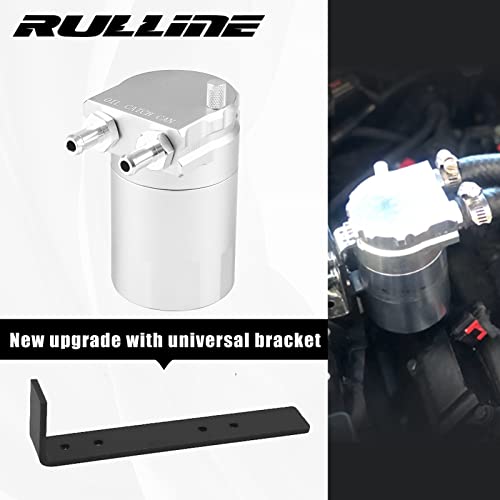 RULLINE Universal 350ml Reservoir Tank Oil Catch Can Tank 0046 Aluminum Polish Baffled Reservoir with Bracket Silver - Image 2