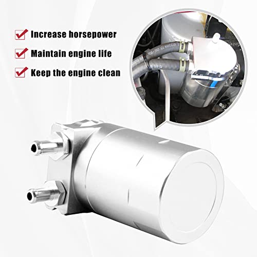 RULLINE Universal 350ml Reservoir Tank Oil Catch Can Tank 0046 Aluminum Polish Baffled Reservoir with Bracket Silver - Image 4