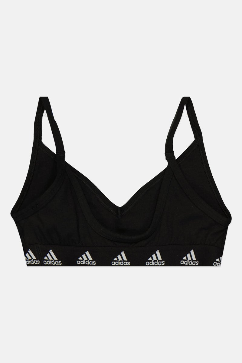Adidas Kids Girl Sportswear Fit Brand Logo Outdoor Sport Bra, Black - Image 2