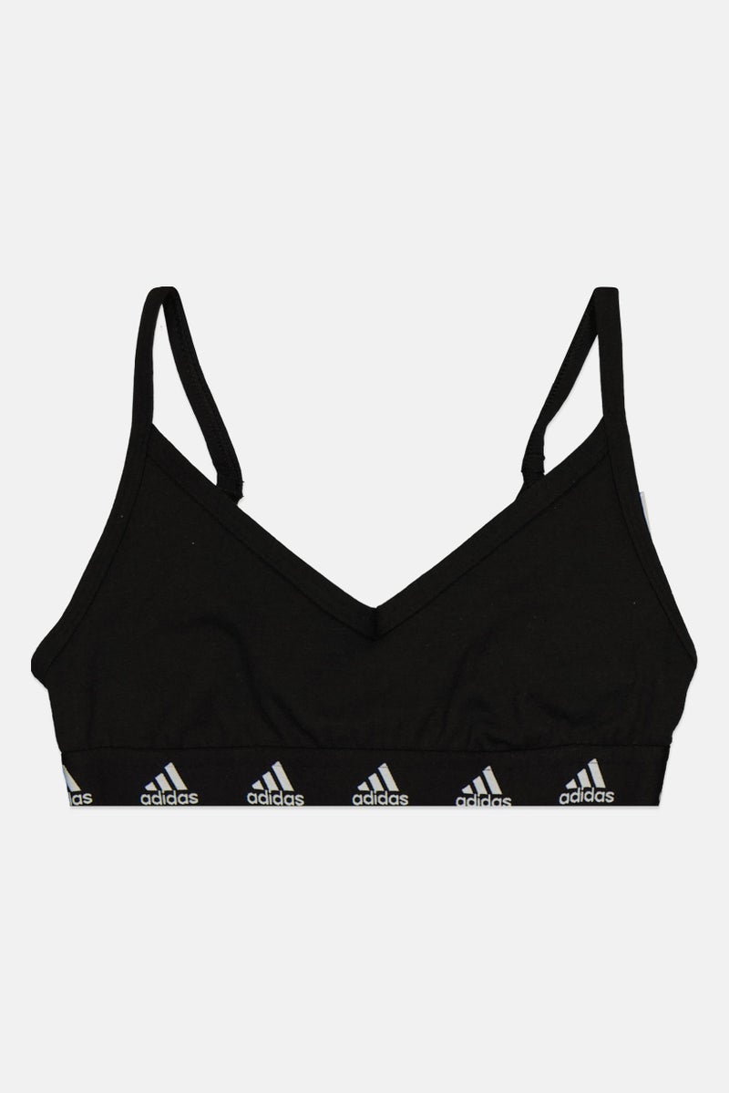 Adidas Kids Girl Sportswear Fit Brand Logo Outdoor Sport Bra, Black - Image 1