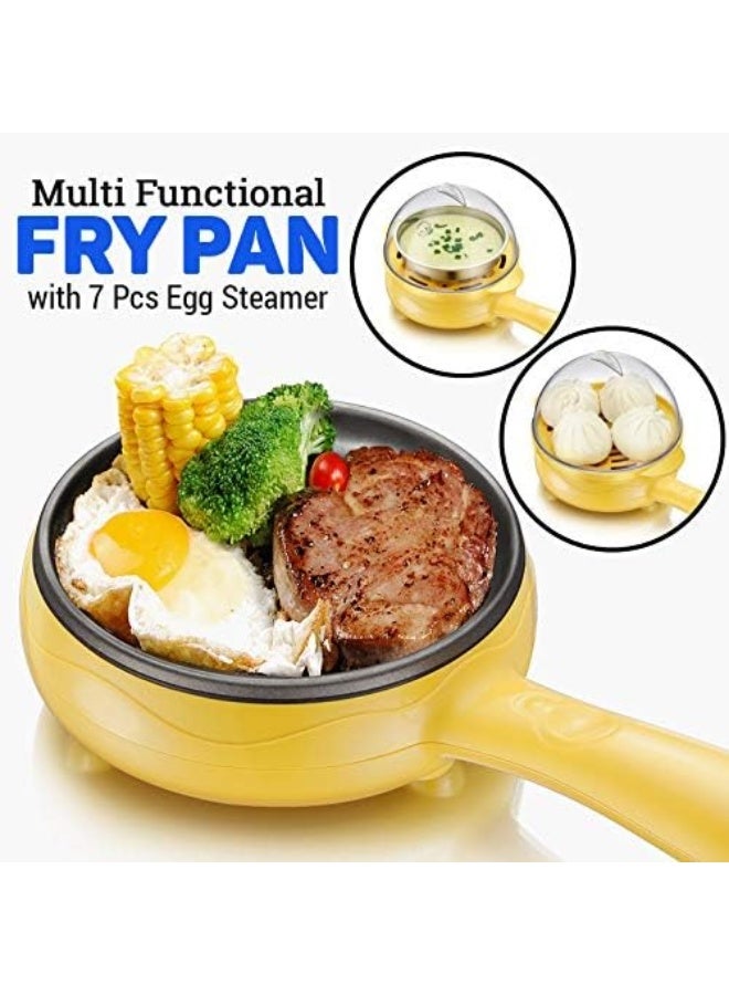 Electric Multi Functional Fry Pan with 7 Pieces Egg Steamer 350 Watts (Yellow) - Image 2