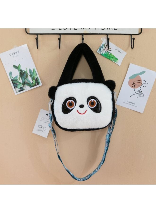 Plush Bag Women's Crossbody Bag Cartoon Children's Bag Winter Cute Little Girl Doll Portable Shoulder Bag-Specifications:About 20- 25cm-Color:Panda  - Image 1