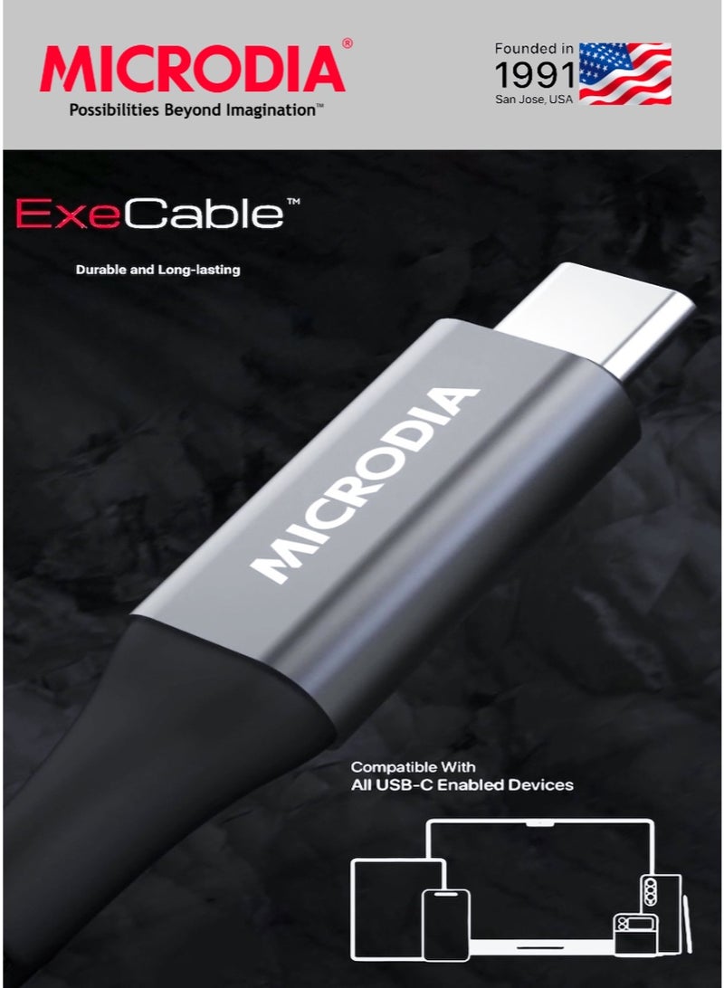 MICRODIA 【MICRODIA】ExeCable Bundle (1.3m & 2.6m)100W USB-C to USB-C Fast Charge Cable with Digital LCD Display, Kevlar Braided  - Silver - Image 2