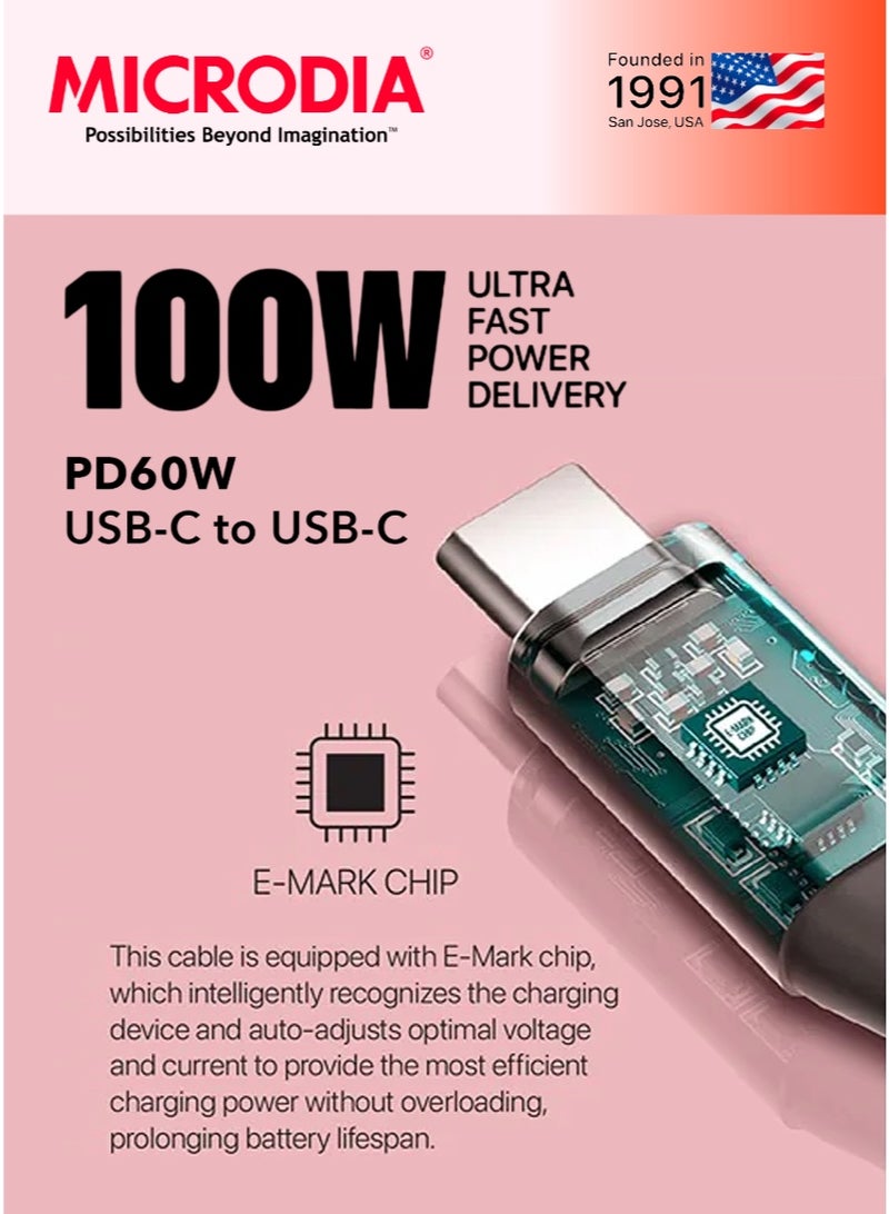 MICRODIA 【MICRODIA】ExeCable Bundle (1.3m & 2.6m)100W USB-C to USB-C Fast Charge Cable with Digital LCD Display, Kevlar Braided  - Silver - Image 5
