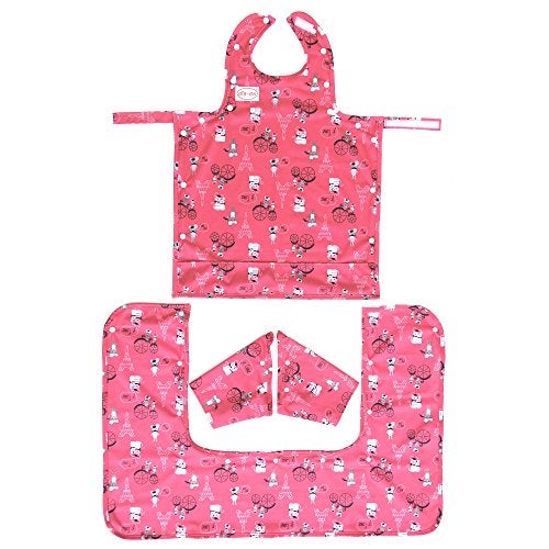 BIB-ON Plus, Full-Coverage Bib and Apron Combination for Infant, Baby, Toddler Ages 0-4. (French Mice) - Image 1