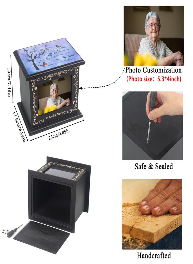 JOYSPARKING Wooden Urn Box for Ashes Cremation Urns for Human Ashes Adult Male or Female, Memorial Keepsake Urns with Photo Frame, Funeral Casket for Men Women, Burial Urn for Adults Up to 200 IBS-Tree - Image 3
